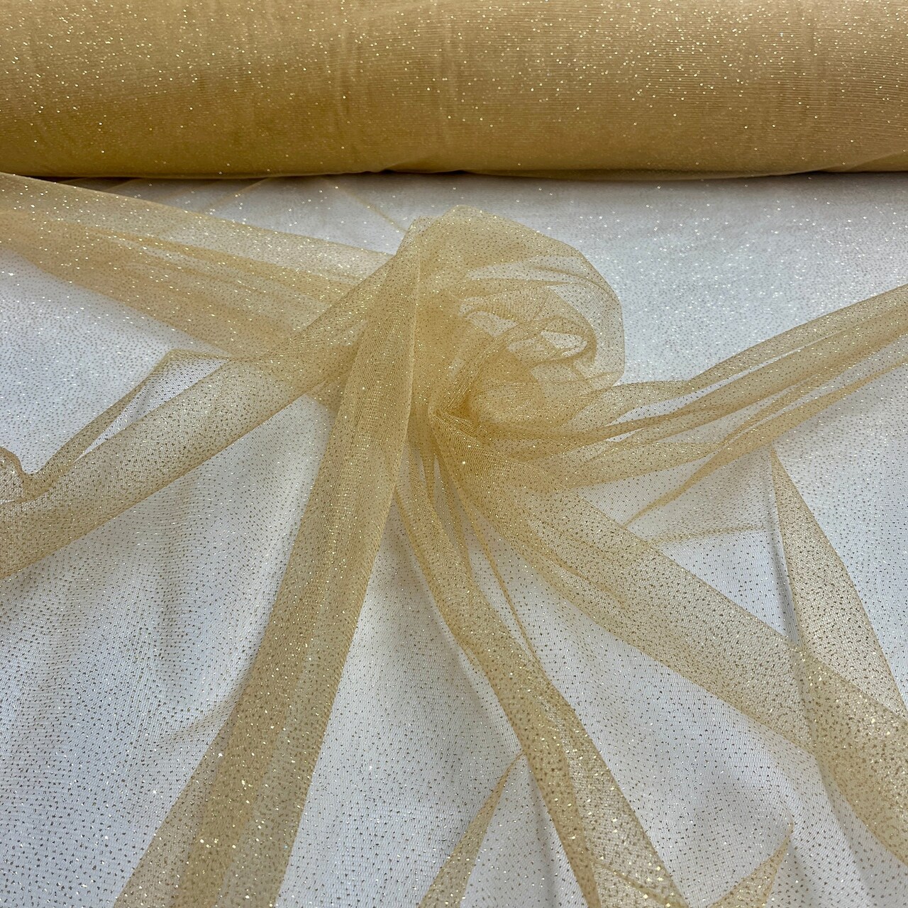 1 Yard Glitter Mesh Fabric 60" Width, 100% Polyester Sheer Sparkle for Dresses & Decor